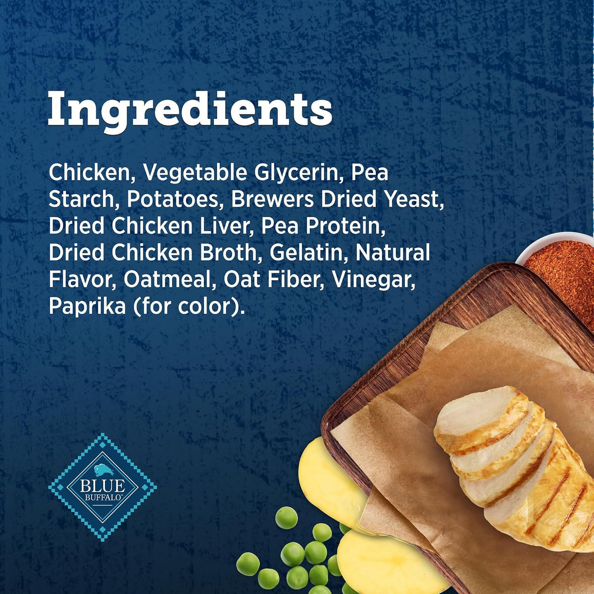 Back of bag showing ingredients of Blue Buffalo cat treats