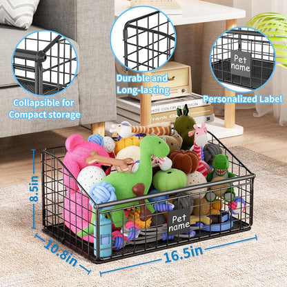 Kaiferty rust-resistant metal dog toy basket for puppies