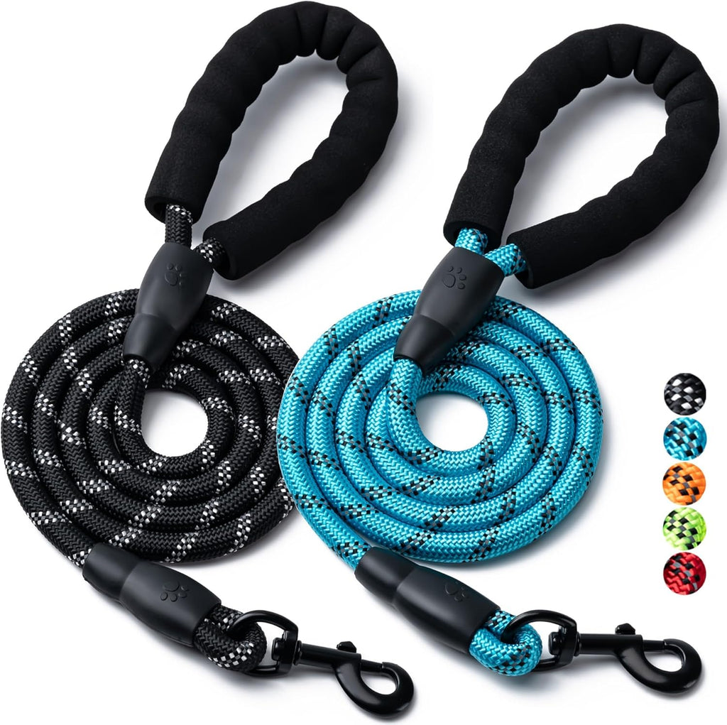 2 Pack Dog Leash, 4/5//6 FT Heavy Duty Nylon Rope Pet Leashes with Comfortable Padded Handle, Reflective Dog Leashes for Small Medium and Large Dogs (5FT-1/2,Black/Black) - Image 14