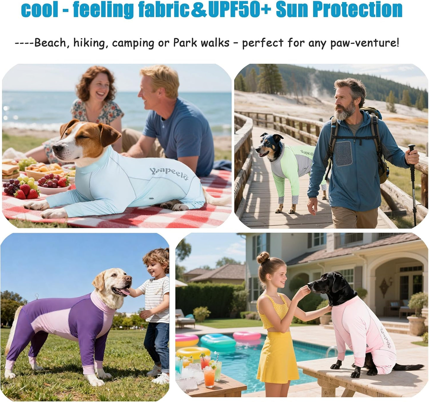 Rear view of dog in 4XL cooling protective suit
