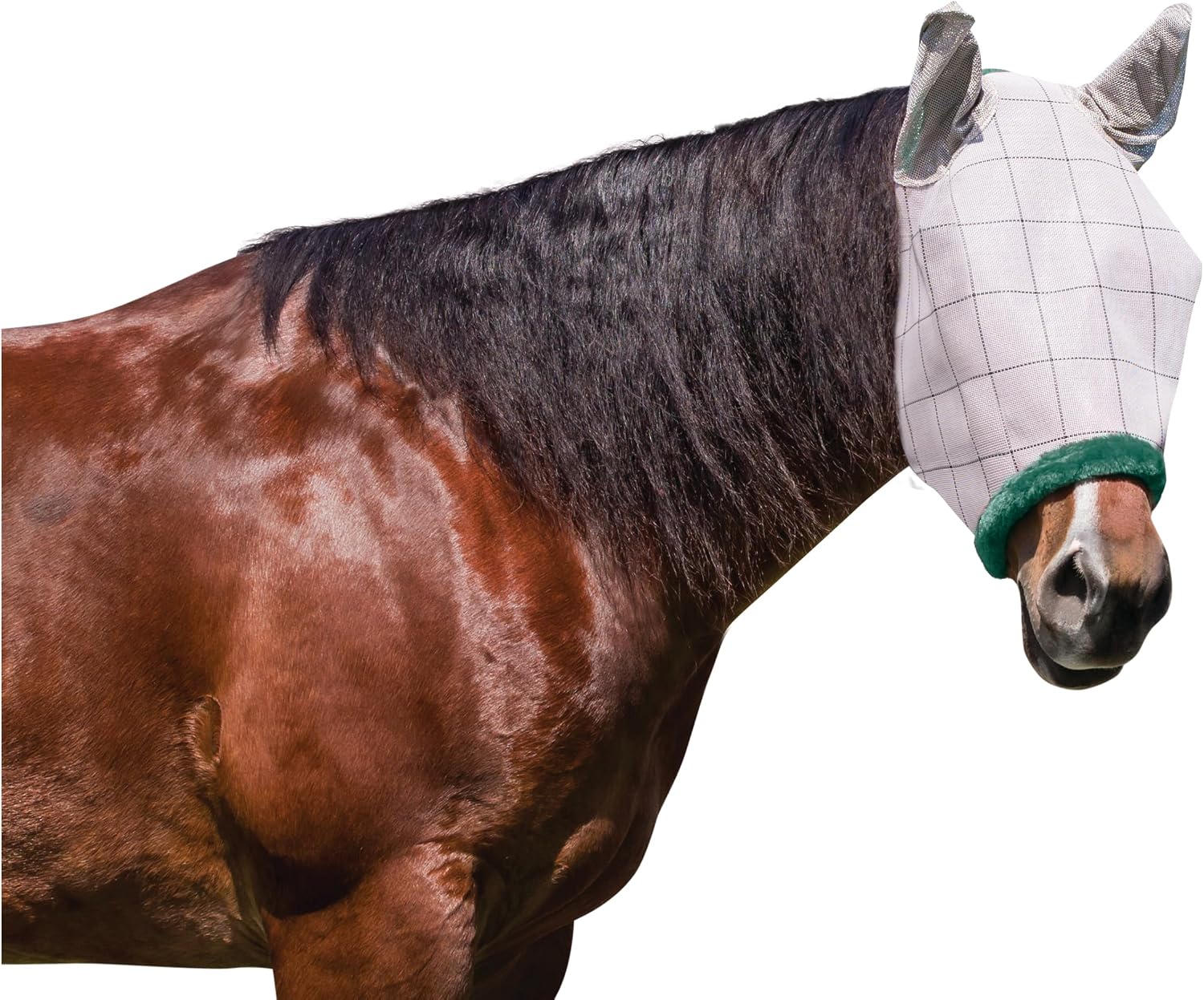 Farnam SuperMask II Horse Fly Mask WITH EARS, Extended Coverage Equine Fly Protection, Protects Eyes from Insects, Debris & UV, Adjustable Throat Latch, Plush Fleece Trim, Average Size - Image 10