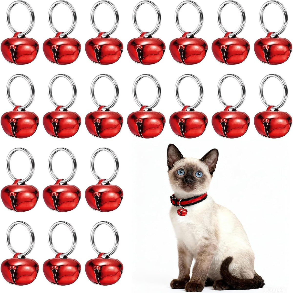 Cat Bells, Small Pets Cross Copper Bells Collars Charm with Key Rings Loud Crisp Sound Anti-Lost - Image 14
