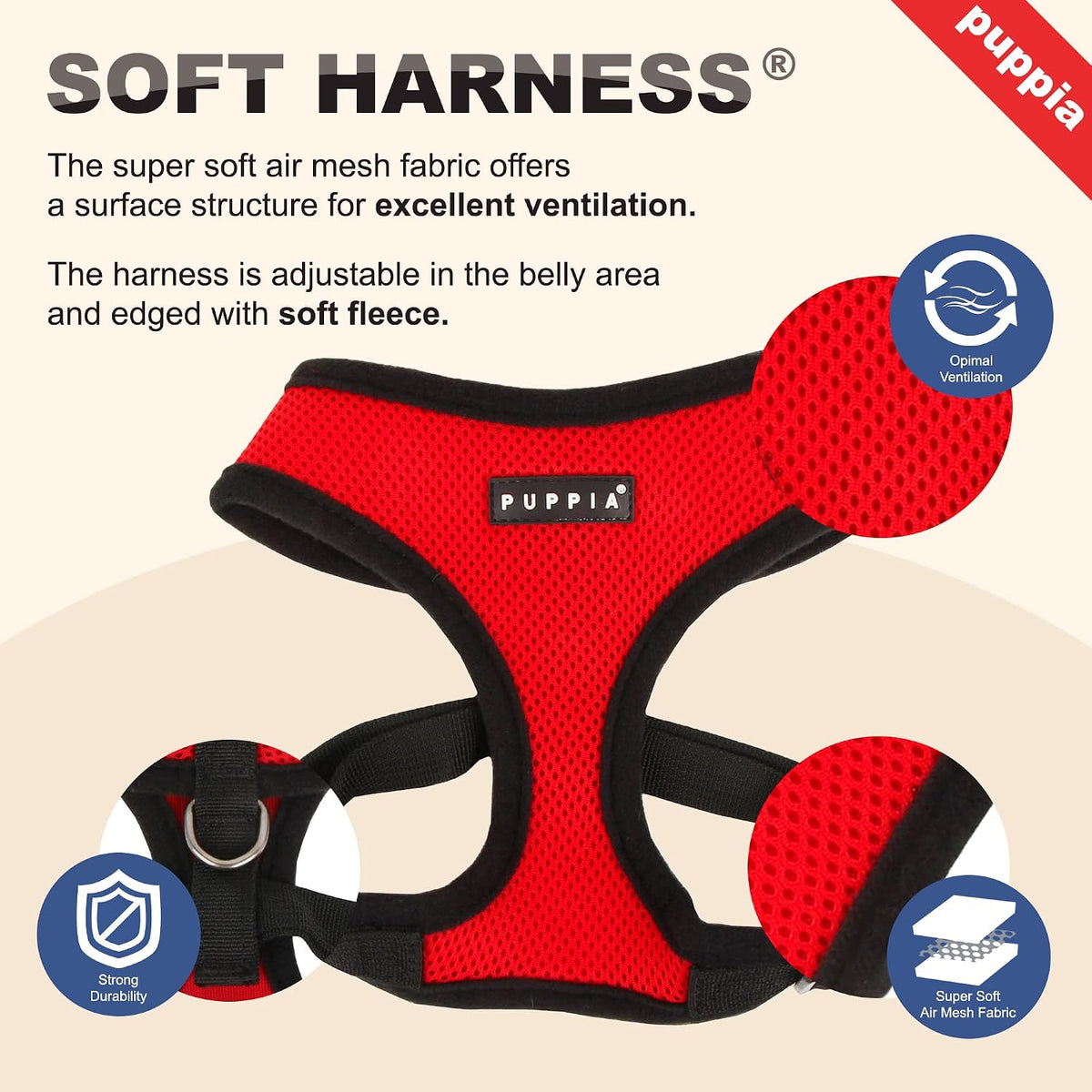 Puppia soft harness adjustable chest belt strap