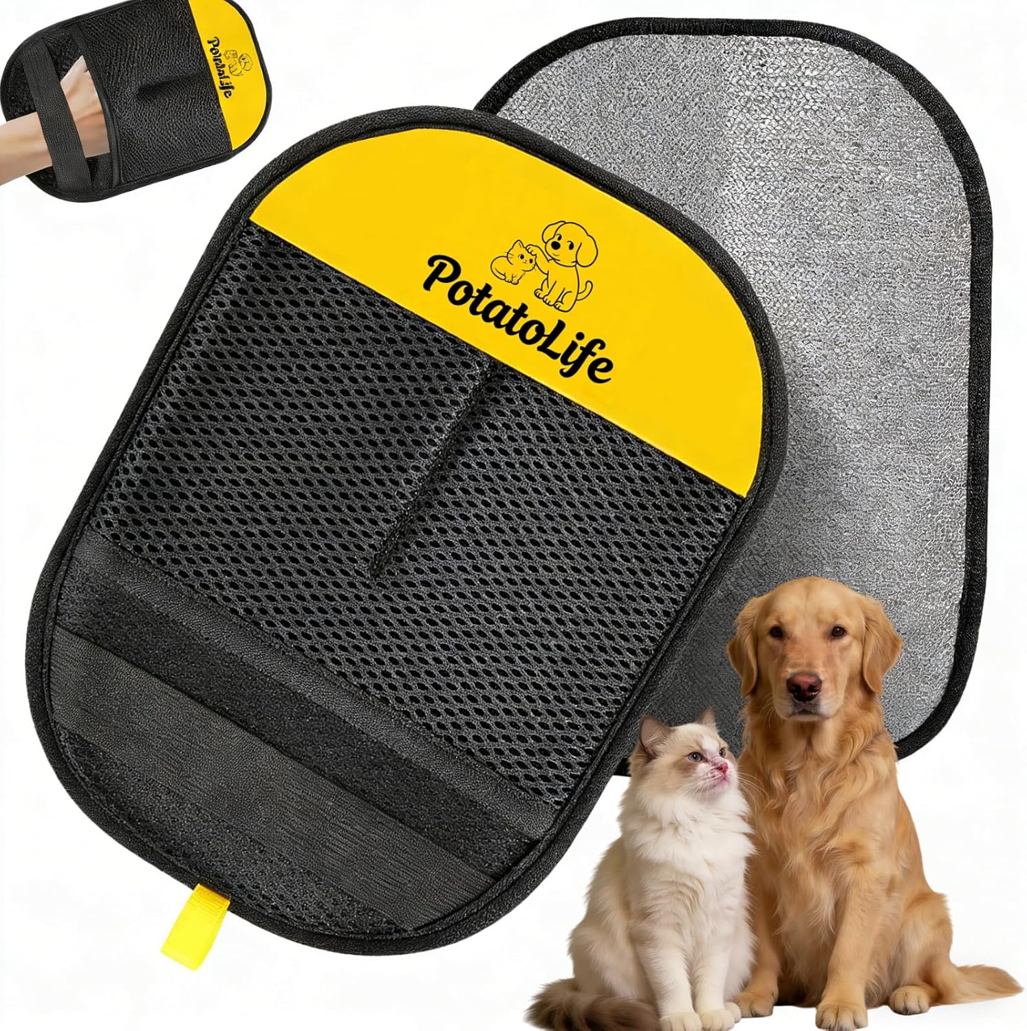 PotatoLife Pet Hair Removal Mitt front view