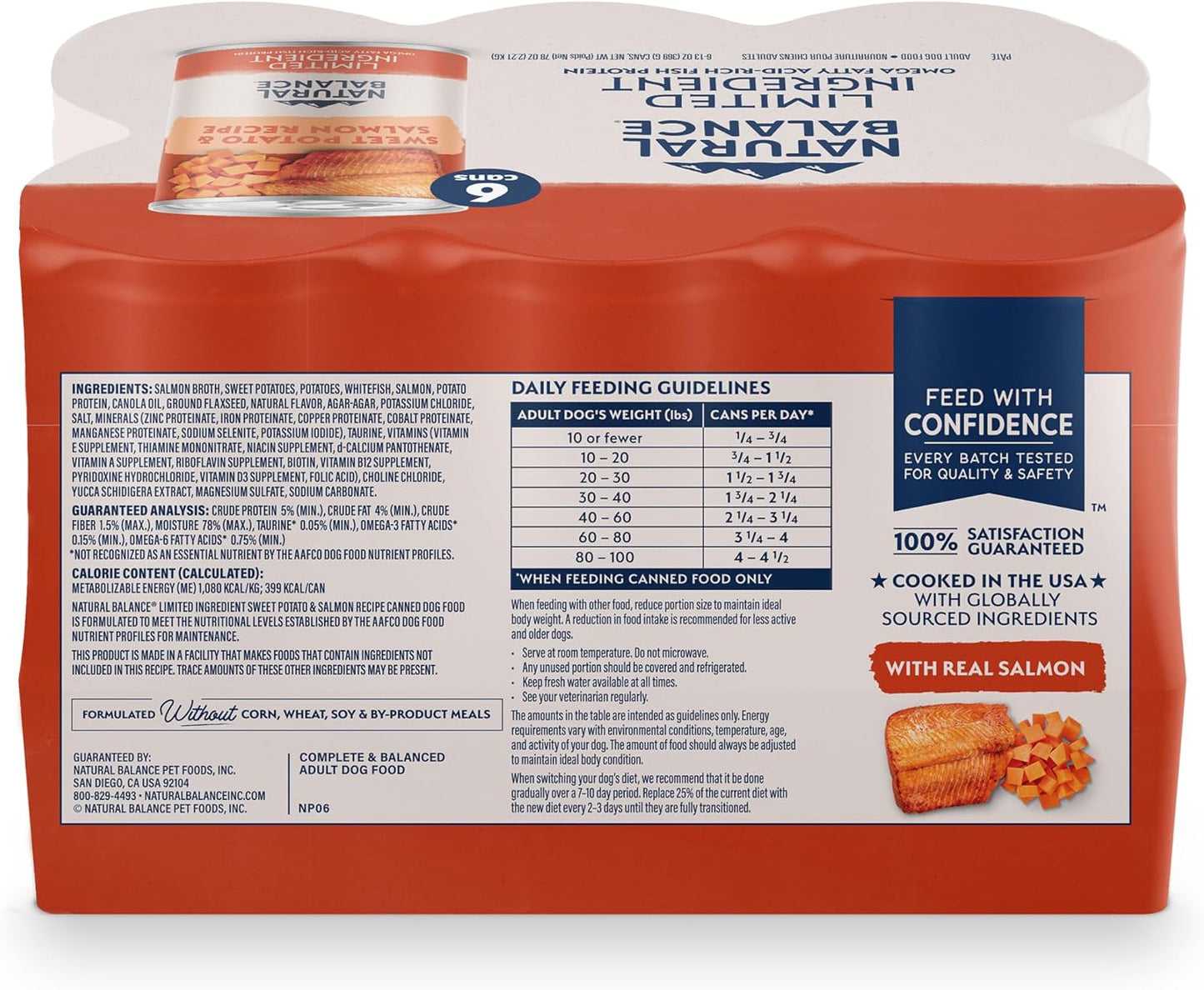Natural Balance soy free gluten free wet dog food cans on a white background