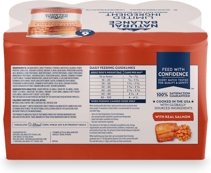 Natural Balance soy free gluten free wet dog food cans on a white background