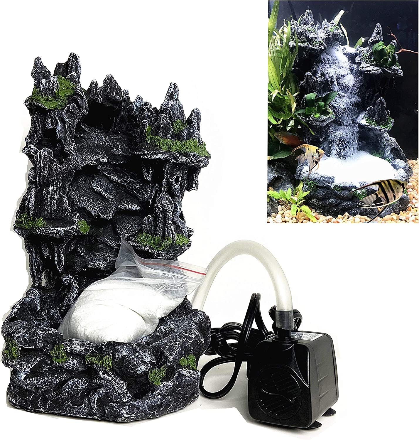RA AquaTech Underwater Sand Waterfall Mountain front view