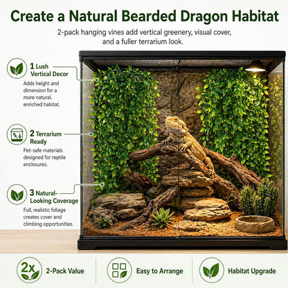 Two pack snake habitat hanging vines with suction cups