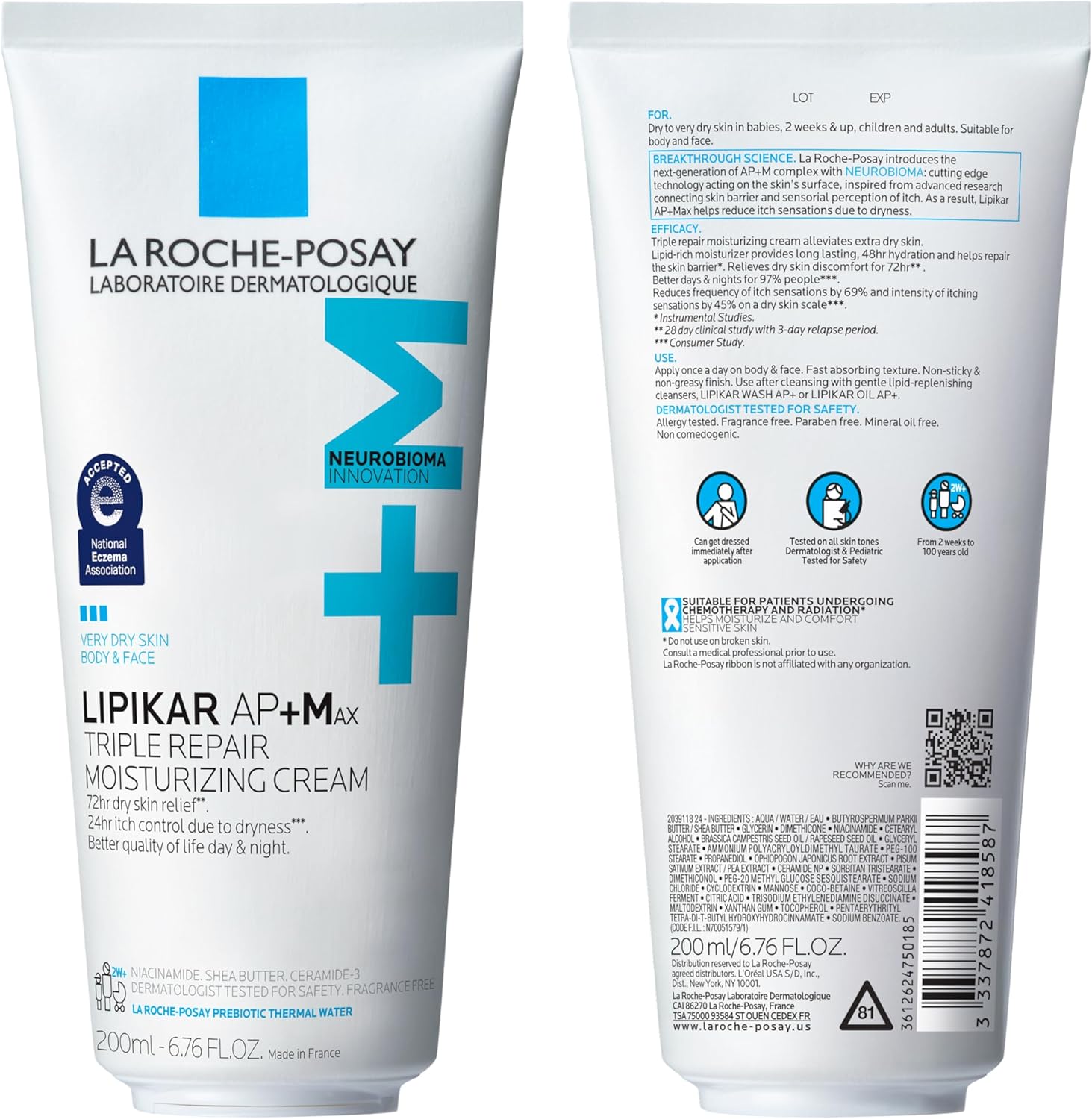 La Roche-Posay Lipikar AP+MAX Triple Repair Moisturizing Body Cream | Face & Body Lotion for Dry Skin with Shea Butter & Niacinamide | Gentle Moisturizer for Very Dry, Rough & Sensitive Skin - Image 9