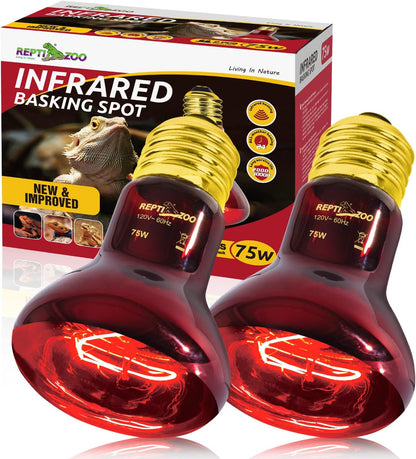 REPTI ZOO 75W Reptile Heat Lamp Bulb, 2PCS Day & Night Basking Spot Light Combo Pack Includes Infrared Heat Lamp and UVA Daylight Heating Lamp Basking Light - Image 10