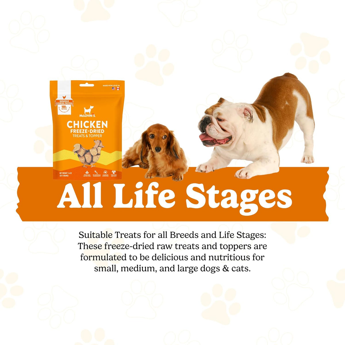 McLovin's 8.4 ounce chicken treat pouch side profile