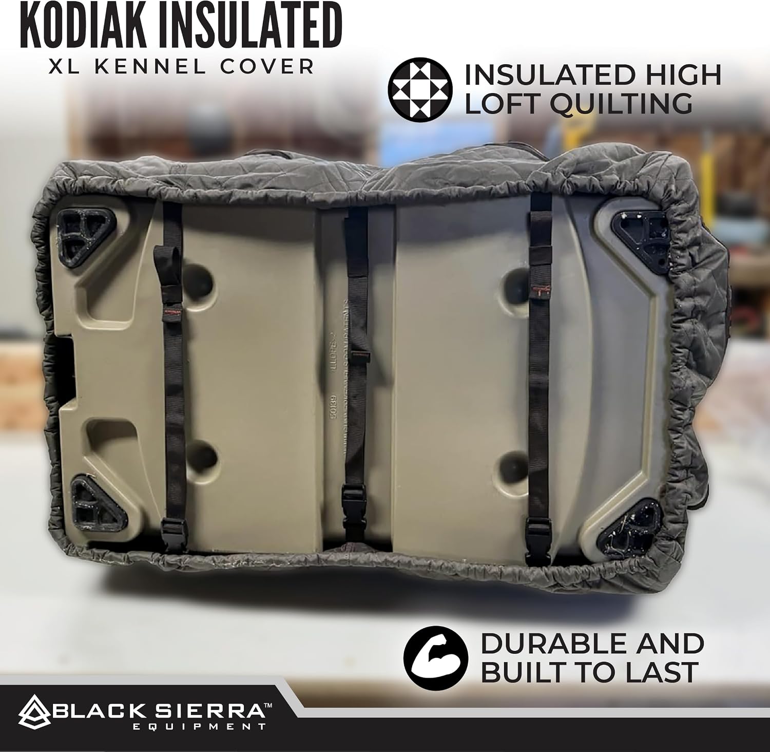 Black Sierra 41" Insulated XL Dog Kennel Cover - Ventilated, WeatherResistant Crate Cover with Carry Handles, Perfect for Duck Hunting, ColdWeather Transport, Camping & Travel - Image 9