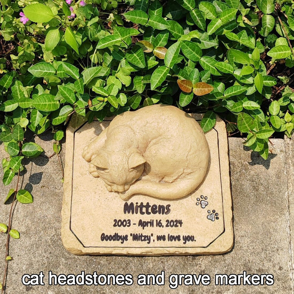 Close up of cat memorial headstone texture and finish