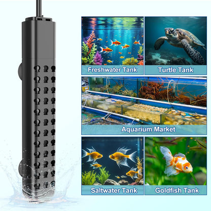 Hanleshuka aquarium heater with suction cups on glass