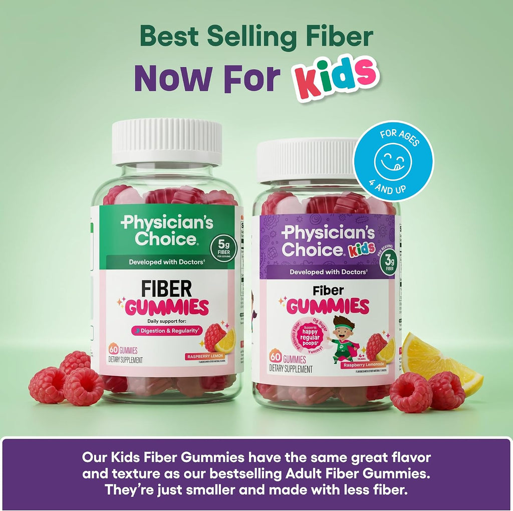 Physicians Choice Fiber Gummies back of bottle ingredient breakdown