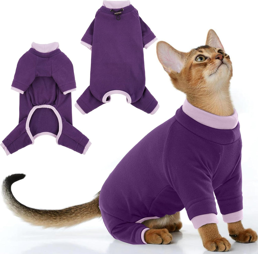 PUMYPOREITY Sticky Hair Cat Clothes, Prevent Loss Pajamas, Soft Sweaters for Cats Only, Onesie, Recovery Suit After Surgery, Green, M - Image 12