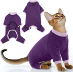 PUMYPOREITY Sticky Hair Cat Clothes, Prevent Loss Pajamas, Soft Sweaters for Cats Only, Onesie, Recovery Suit After Surgery, Green, M - Image 12
