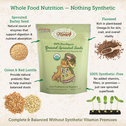 Organic raw ground sprouted seeds pet supplement ingredients view