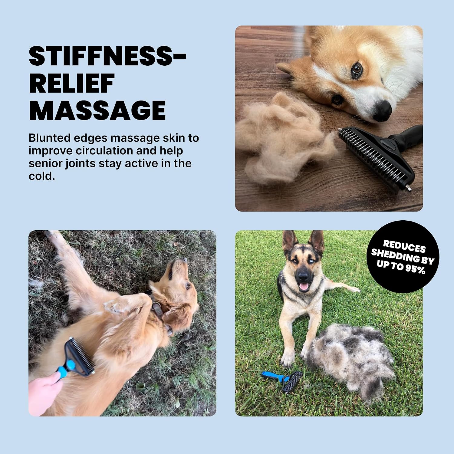 MalsiPree premium imported dog comb for medium and large double coated pet breeds