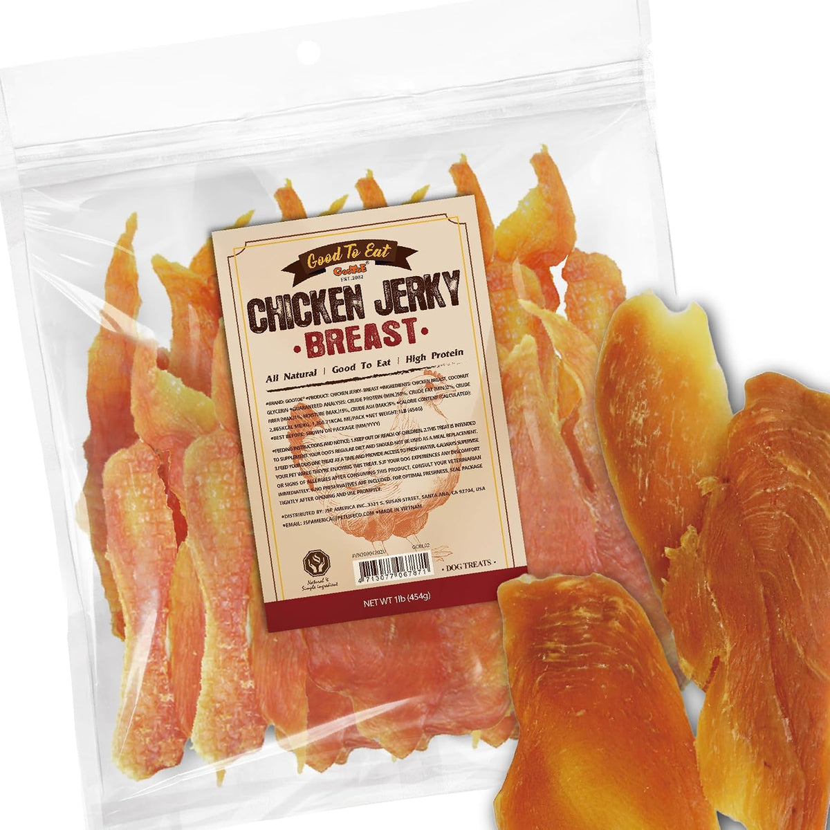 Gootoe chicken jerky dog treats front view packaging