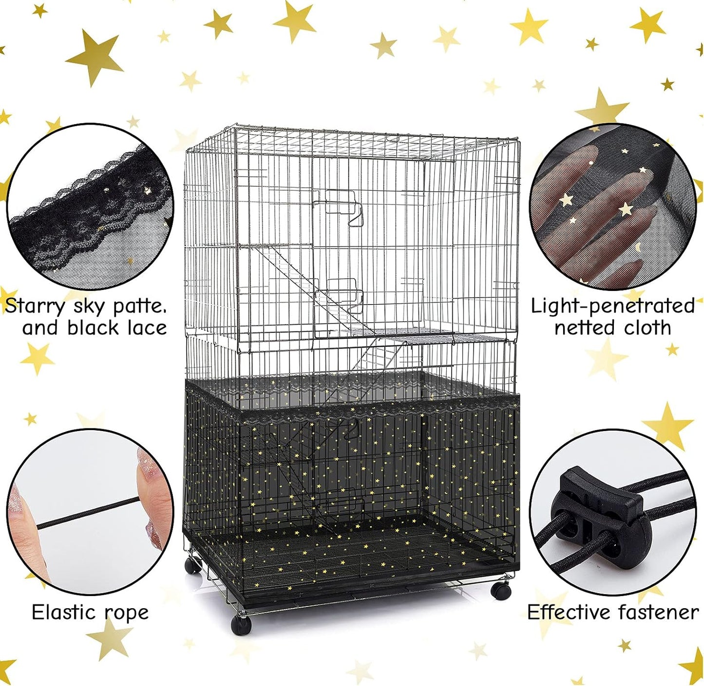 Shappy bird cage nylon mesh net cover highlighting the elegant twinkle star pattern design.