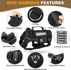 Heavy duty no pull dog harness with stainless steel leash rings and sturdy handle