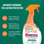 TropiClean natural flea tick and mite protection spray bottle for feline coat application.