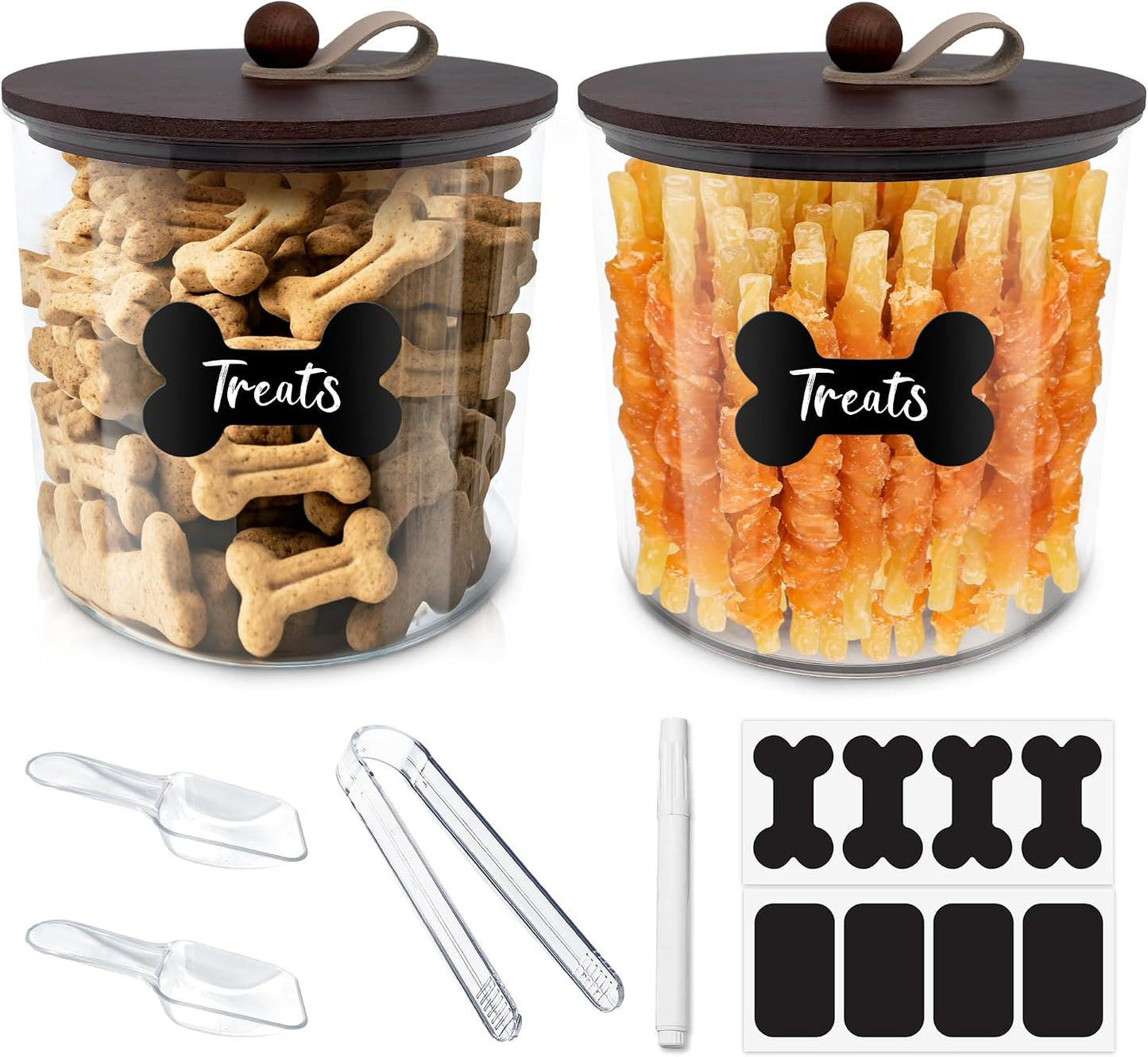HOYTAMDAR 3 Pack Airtight Dog Food Storage Container, Dog Treat Container Dog Food Containers with Bamboo Lids 8x7''&6x5'',Pet Food Storage Container,Cat Food Container with Scoops,Clamp,Labels,Pen - Image 10