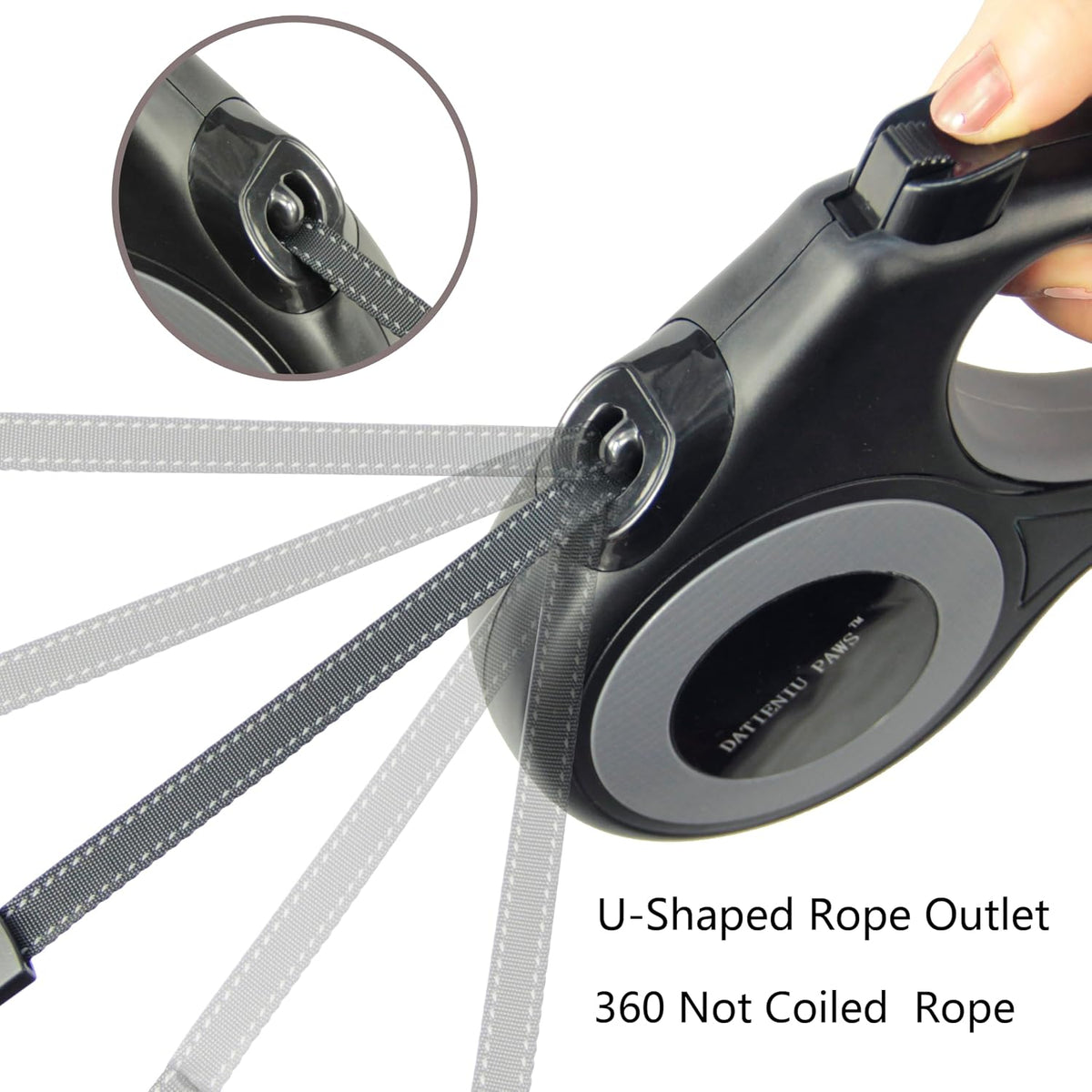 Datieniu Paws black dog leash chrome snap hook