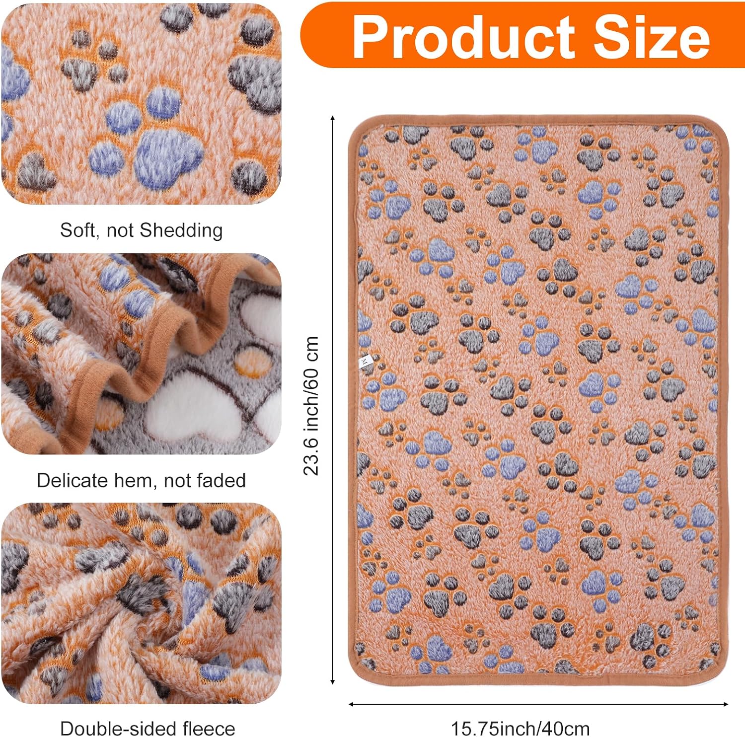 Moheaaei fleece puppy blanket with pink paw print pattern spread open