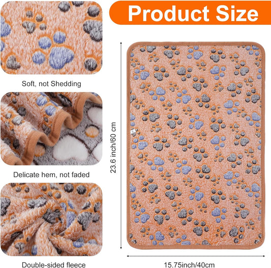 Moheaaei fleece puppy blanket with pink paw print pattern spread open