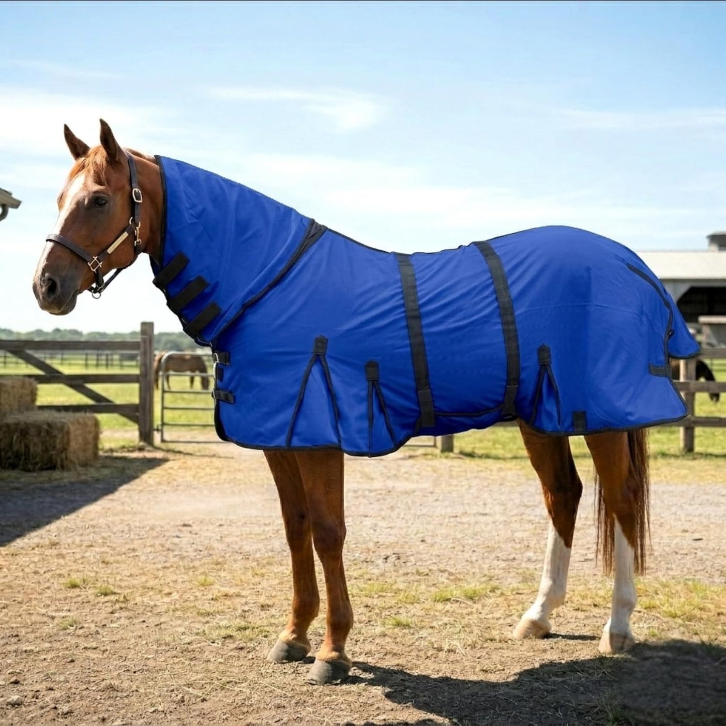Horse Fly Sheet with Attached Neck Cover & Tail Flap | UV Protection Mesh Horse Blanket, Full Body Bug & Sun Shield, Adjustable Buckles, Belly Wrap & Gussets for Spring Summer Riding Rug - Image 11