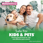 NatureStop natural peppermint and cedarwood oil flea treatment bottle close up