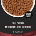 Guaranteed analysis and feeding guide details on the ten pound pet food packaging.