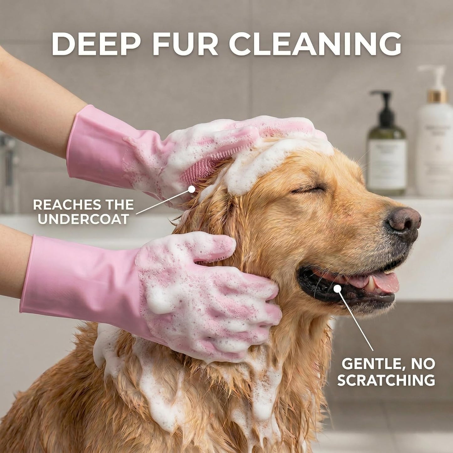 NVNAN pet grooming gloves high density silicone brush tips detail