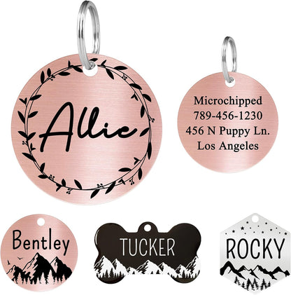 Ultra Joys Stainless Steel Pet ID Tag Dog Name Tags Personalized Front and Back Engraving, Customized Dog Tags and Cat Tag, Optional Engraved on Both Sides, Bone Tag with Mountain Design, Large - Image 10