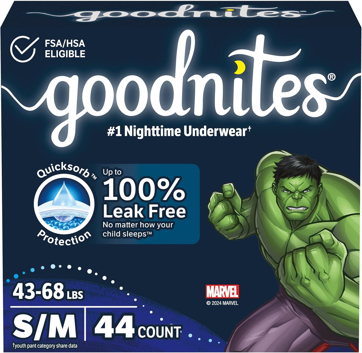 Goodnites Boys Nighttime Bedwetting Underwear small medium front packaging view