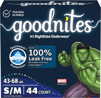 Goodnites Boys Nighttime Bedwetting Underwear small medium front packaging view