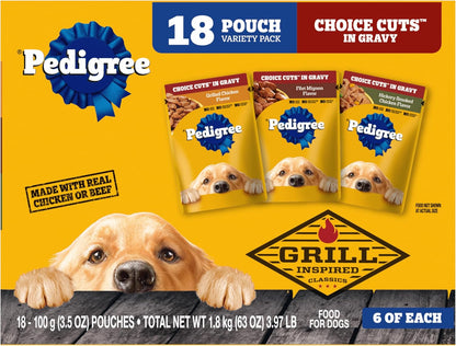 Pedigree Choice Cuts in Gravy Wet Dog Food, Adult Soft Wet Dog Food, Variety Pack, 3.5 oz. Pouches, 30 Count - Image 15