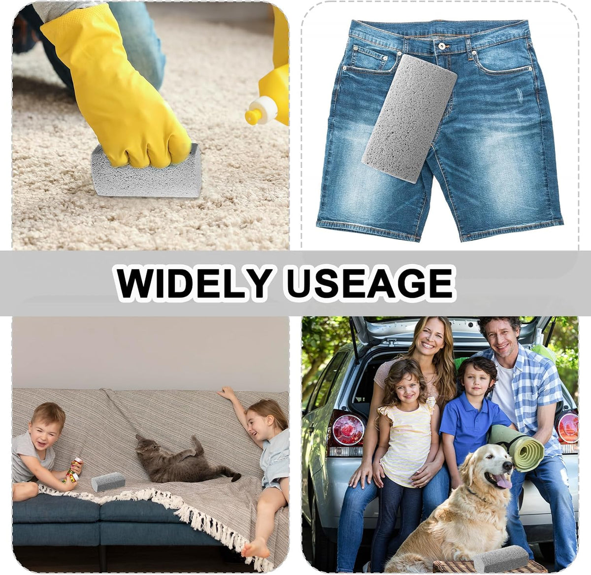 Hand holding pet hair removal pumice stone