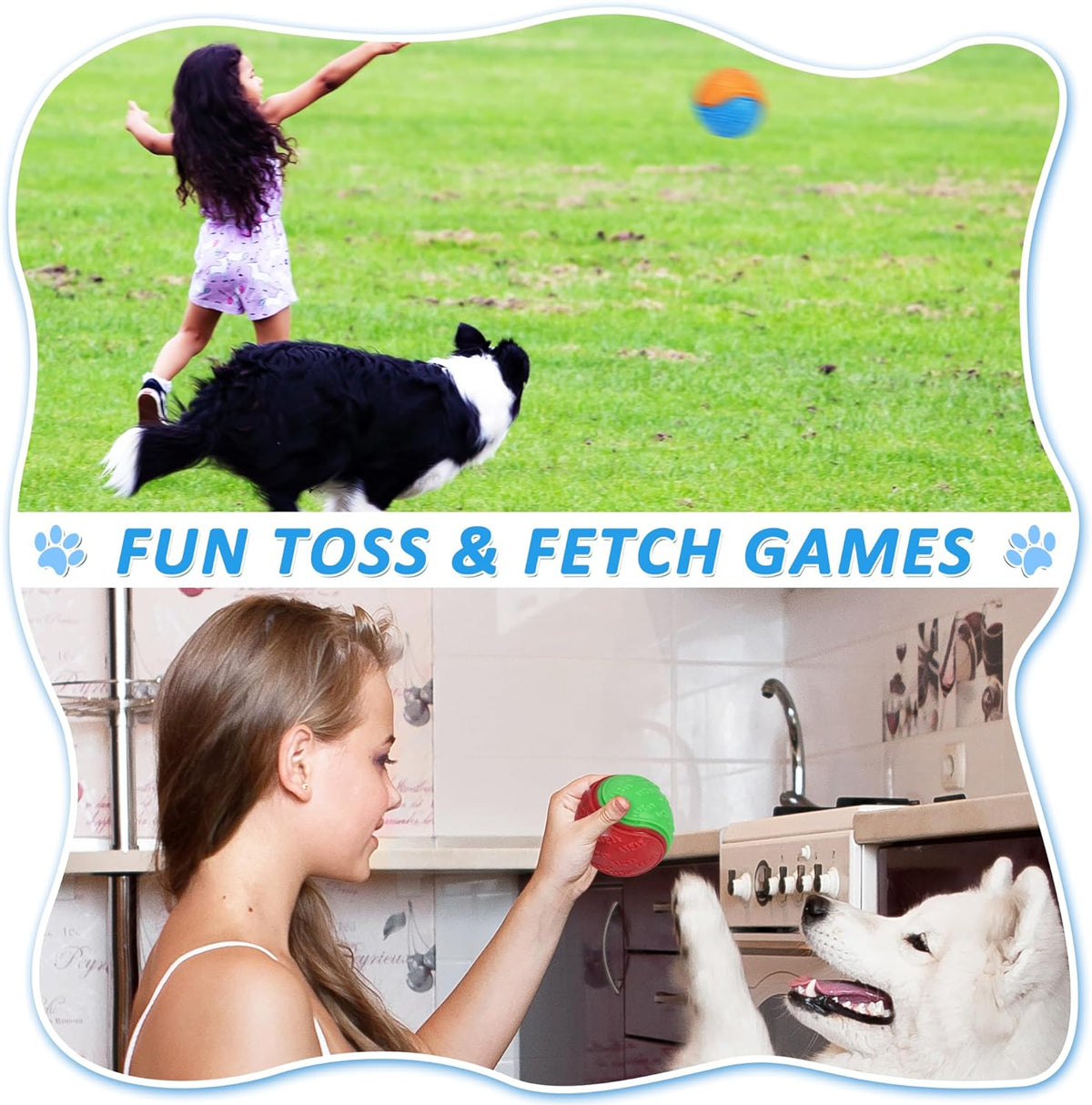 Six piece dog ball set for interactive training
