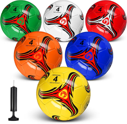 Deekin 6 piece soccer ball bulk set front view showing assorted colors.