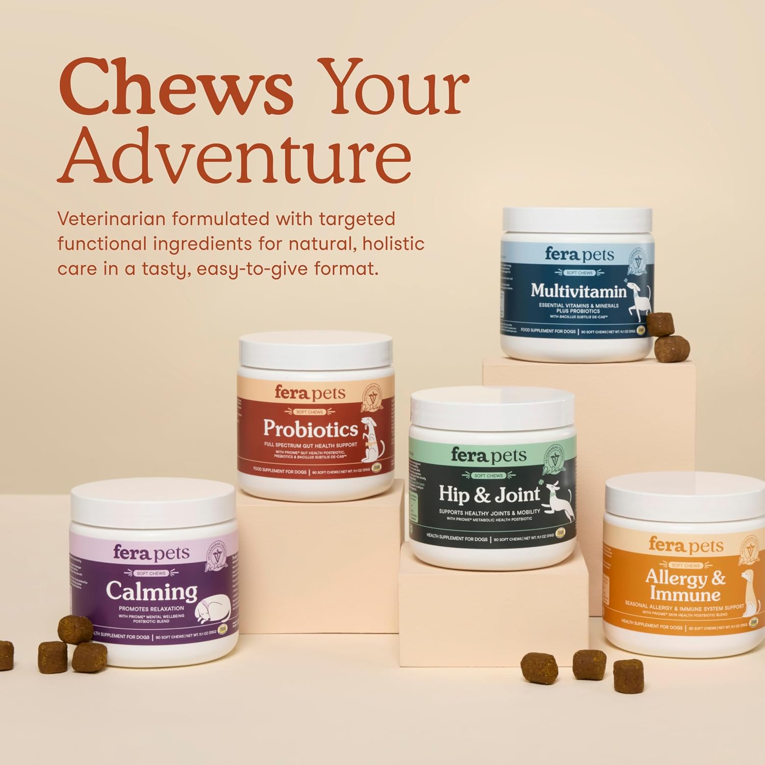 Authentic Fera Pets digestive health soft chews for daily pet wellness