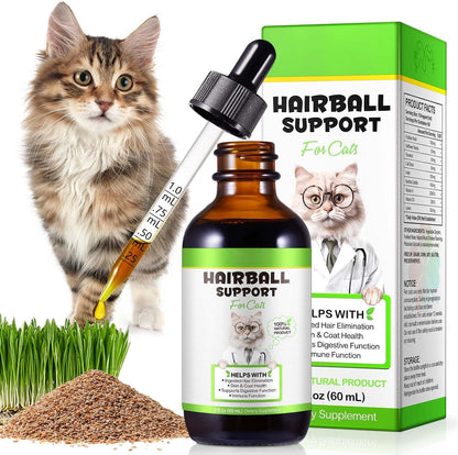 FRDUGA natural hairball treatment drops for cats front view bottle with dropper