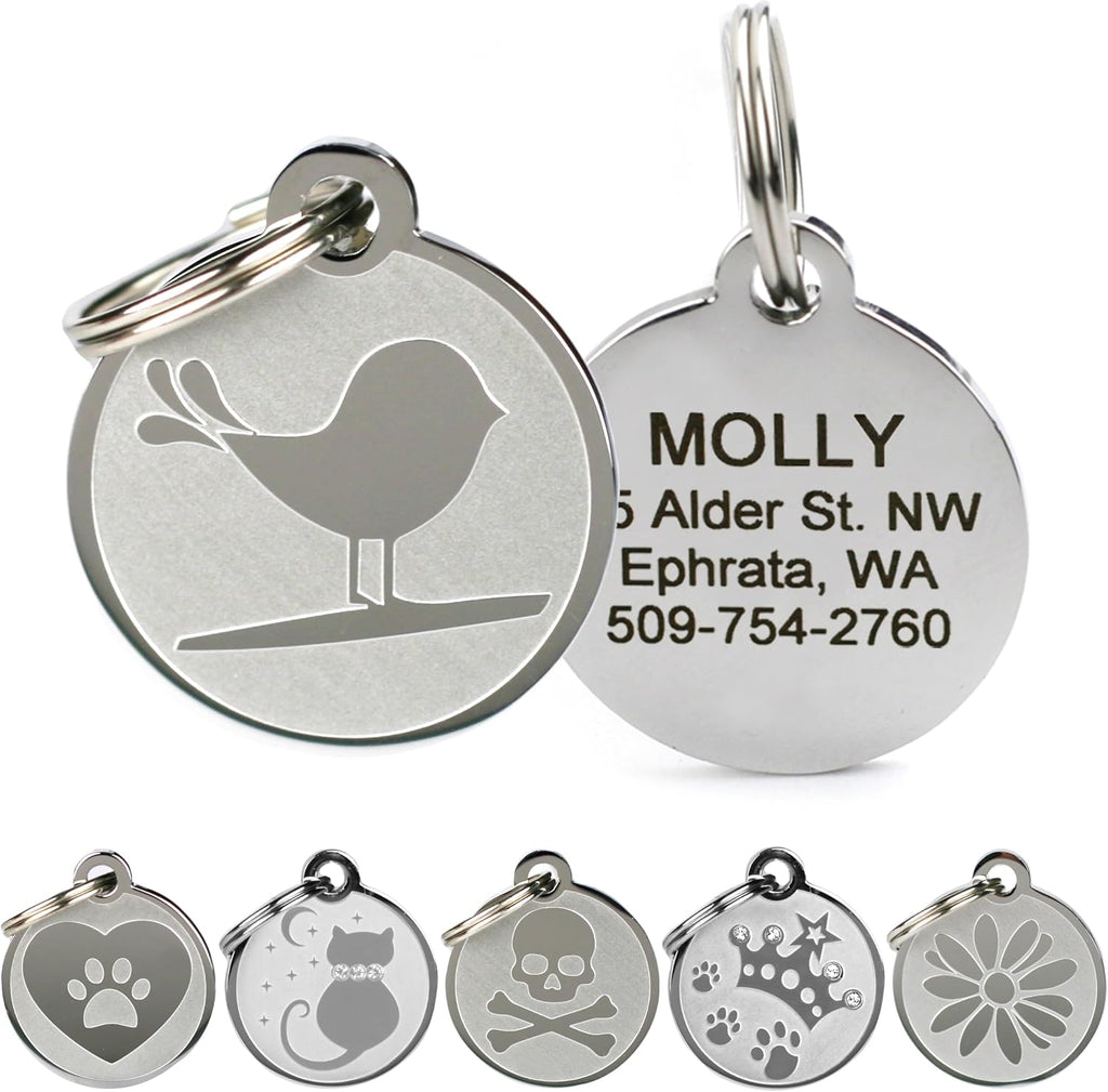 GoTags Stainless Steel Cat ID Tags, Available in Mouse and Cat Shapes, Includes up to 4 Lines of Custom Engraved Personalized Text - Image 9