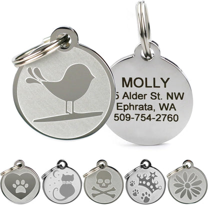 GoTags Stainless Steel Cat ID Tags, Available in Mouse and Cat Shapes, Includes up to 4 Lines of Custom Engraved Personalized Text - Image 9