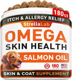 StrellaLab Omega 3 for Dogs - (180Ct) Fish Oil Treats - Allergy & Itch Relief Skin & Coat Supplement - Dry Itchy Skin, Anti Shedding & Hot Spots Treatment - Pet Salmon Oil Chews - Chicken Flavor - Image 14