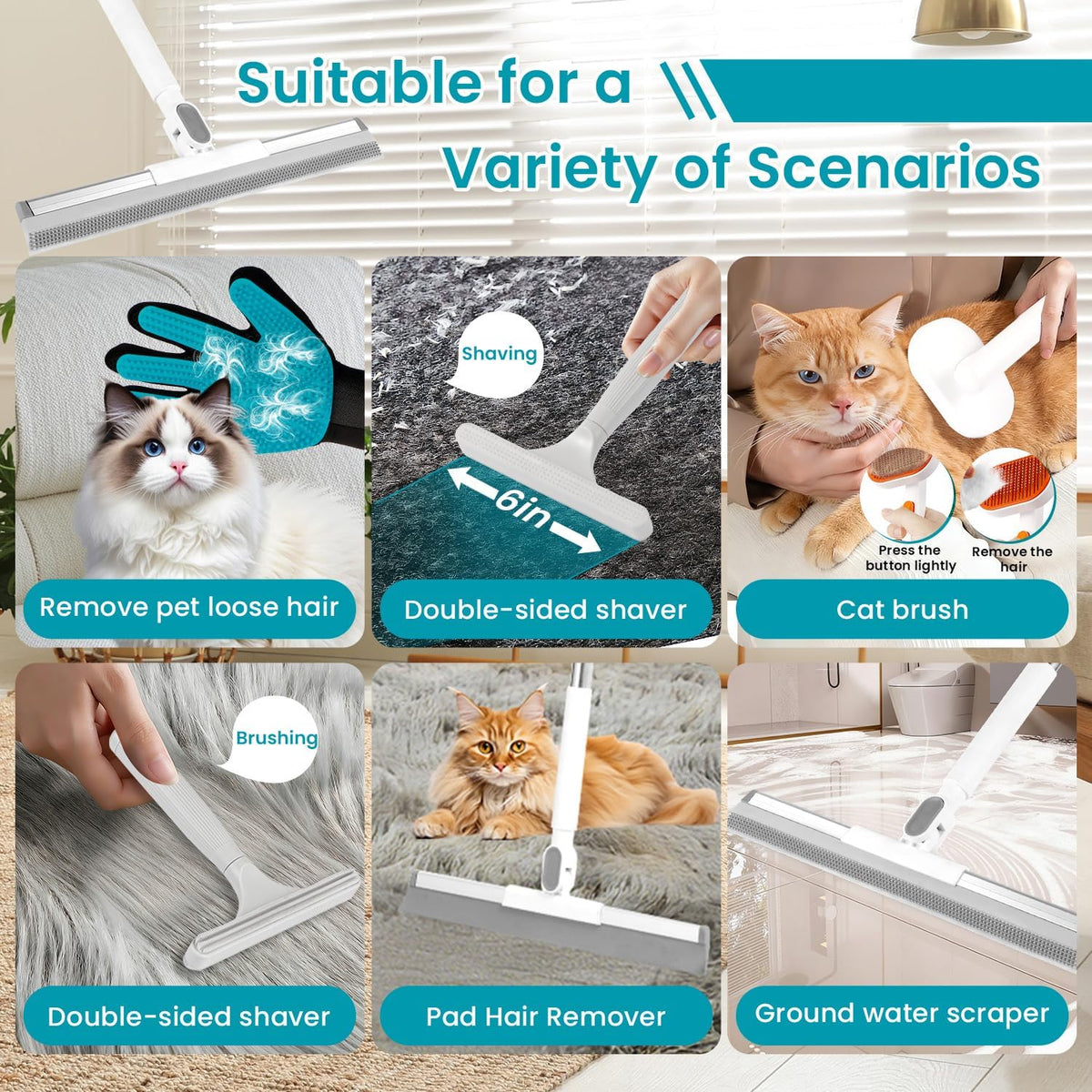 Rubber scraper attachment for flat surfaces and furniture