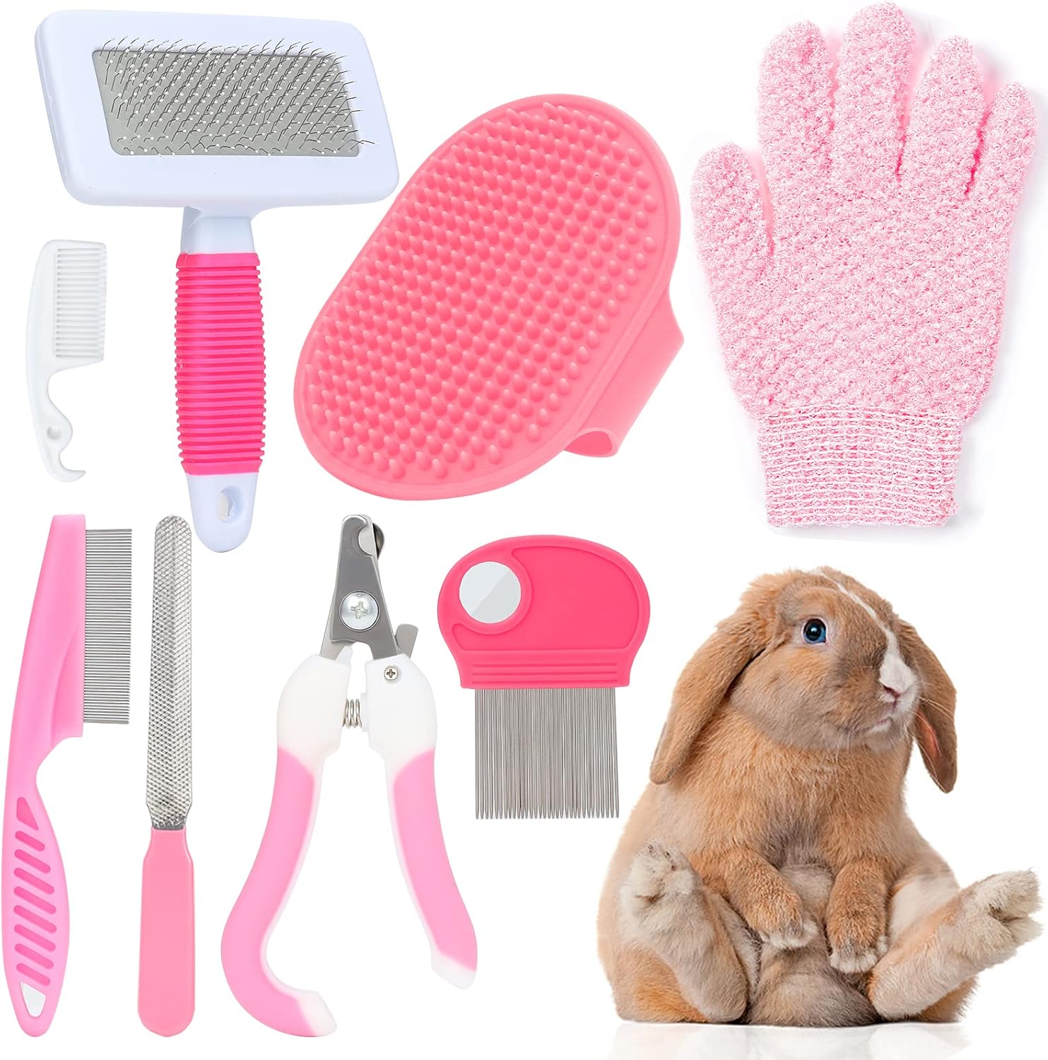VCZONE complete purple pet care kit packaging contents including cleaning comb.