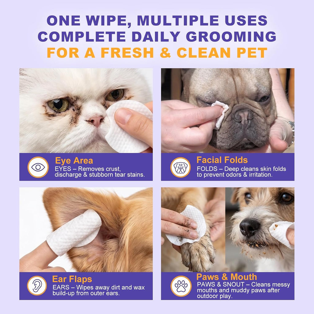 pH balanced pet grooming wipes with coconut oil and aloe